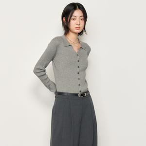 WOMAN 텐셀 리브드 카라 가디건 [GREY] / WBE1L04525