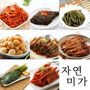 자연미가 반찬 1kg 9종 장아찌 간장절임모음 /마늘쫑 무말랭이 양념깻잎 고추무침 알마늘절임 명이나물 줄기상추궁채