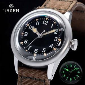 THORN A11 레트로 밀리터리 워치 티타늄 NH35 무브먼트 자동 사파이어 크리스탈 200M 방수 36mm 남성용 오마주 손목시계