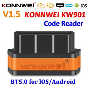 KONNWEI KW901 ELM327 V1.5 블루투스 5.0 안드로이드/IOS 용 OBD2 스캐너 OBD 2 자동차 진단 도구 코드 리더 pk Vgate ICAR2 ICAR 2