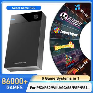 Hyperspin Launchbox Retrobat Playnite 게임용 HDD, 86000 + 레트로 비디오 게임 슈퍼 콘솔, PS3, PS2, PS, WII, WIIU용, 12TB
