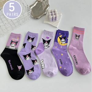 1/5 쌍의 유행과 높은 미적 꿈꾸는 파티 Sanrio 귀여운 만화 카와이 보라색 Kuromi 여성의 절묘한 스타킹