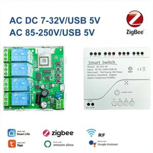 Tuya Zigbee 5-265V RF 4CH R3 Pro 4 채널 차고 문짝 스위치 커튼 히터 TV 모터 컨트롤러 릴레이 안뜰 게이트 모듈