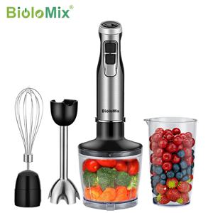 BioloMix 고출력 핸드스틱 믹서기, 4 인 1, 1200W 담금장치, 믹서기, 초퍼 및 스무디 컵 포함, 스테인리스 스틸 아이스 블레이드