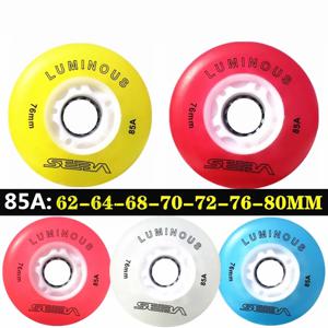 4 개 85A 62mm 64mm 68mm 70mm 72mm 76mm 80mm 어린이를위한 빛나는 LED 샤인 롤러 휠 자기 코어가있는 성인 스케이트 Patines