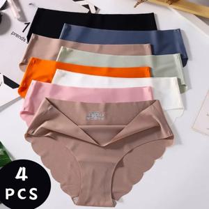 4 개/몫 여성을위한 원활한 팬티 일반 팬티 슬립 실크 여성 속옷 부드러운 얇은 빛 Panti Culotte Femme Underpants