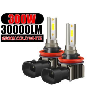 300W H7 H11 LED 자동차 헤드라이트 전구 30000LM 9005 HB3 9006 HB4 9012 터보 자동 헤드램프 6000K 흰색 안개등 12V 전면 램프