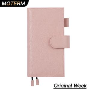 Moterm Pebbled Leather Original Weeks 커버, Hobonichi 및 스키니 미니 해피 플래너, 백 포켓 및 더블 걸쇠 다이어리 포함