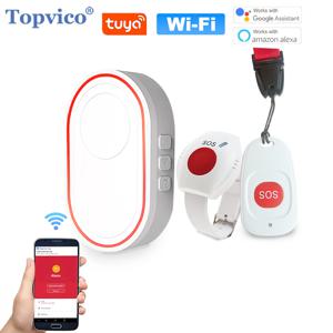 Topvico 투야 응급 패닉 버튼, 와이파이 노인 알람 SOS 팔찌, 무선 간병인 호출기, 통화 시니어, 가을 경고