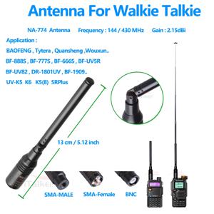 Quansheng UV K5 워키토키 망원경 안테나 NA-774, SMA-암 BNC144 Mhz, 430Mhz, 양방향 Raido Talki, BAOFENG UV-5R