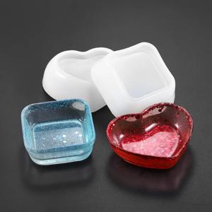 DIY 실리콘 코스터 몰드 사각형 하트 에폭시 주조 금형, 공예 점토 송진 금형, 쥬얼리 제작 액세서리, 1 개