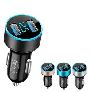듀얼 USB 고속 자동차 충전기 담배 라이터, 3.1A, 2 포트 USB 자동차 소켓 전원 어댑터, LCD 디스플레이, 아이폰, 삼성용