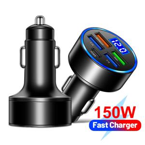 5 포트 빠른 충전 PD QC3.0 USB C 250W LED 차량용 충전기 자동차 전화 충전기 유형 C 어댑터 자동차 아이폰 삼성 화웨이 Xiaomi