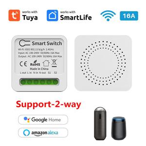16A Tuya 스마트 WiFi 스위치 지원 양방향 DIY 스위치 미니 스마트 차단기 스마트 라이프 제어 지원 Alexa Google Alice