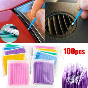 100Pcs 자동차 페인트 터치 업 도구 일회용 자동차 터치 업 페인트 마이크로 브러시 파인 팁 유지 보수 도구 자동차 자세히 작은 팁 브러쉬