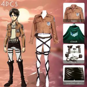 타이탄 코스프레에 대한 애니메이션 공격 Shingeki no Kyojin 자켓 정찰대 가죽 스커트 Hookshot 벨트 멜빵 Ackerman 의상