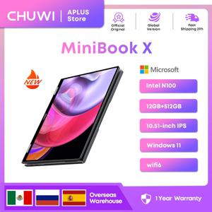 CHUWI MiniBook X 투인원 태블릿 노트북, 12GB LPDDR5 512G SSD, 인텔 N100 10.51 인치 터치스크린 백라이트 키보드, 윈도우 11 와이파이 6