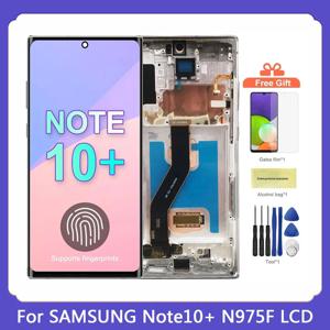 삼성 Galaxy Note10 + N975F Lcd 디스플레이 용 AMOLED Note 10 Plus 화면 프레임 커버 터치 스크린 지원 S 펜 지문