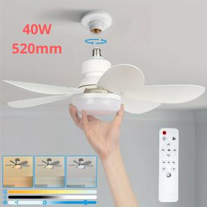 밝기 조절 가능한 천장 선풍기 조명, 모던 천장 마운트 리모컨, 스마트 E27 LED 천장 선풍기, 색상 온도