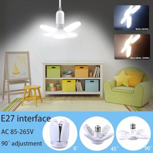 LED 4 잎 전구 E27 접이식 펜던트 조명 220V 110V Bombilla 스토리지 차고 주방 조명 고휘도 원격 제어