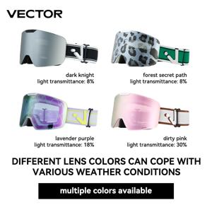 빠른 변경 렌즈 및 케이스 세트가 포함된 VECTOR 자기 스키 고글 100% UV400 보호 남성 및 여성을 위한 안개 방지 스노우보드 고글