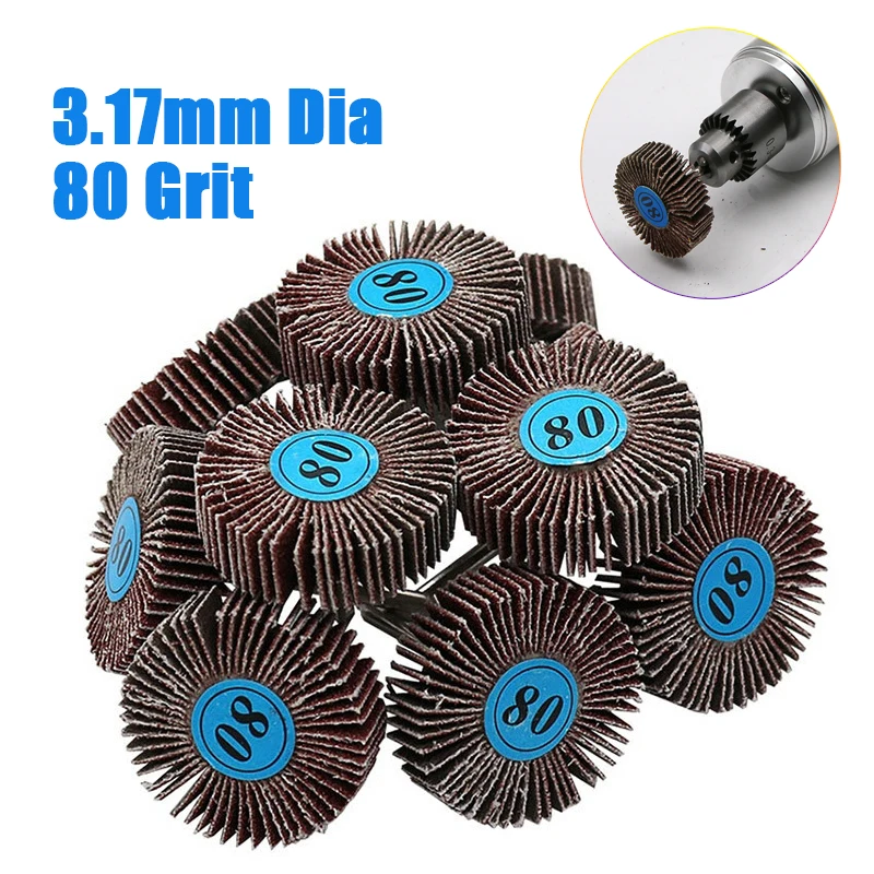 5/10pcs 루버 80 그릿 그라인딩 샌딩 샌드페이퍼 플랩 휠 디스크 Dremel 로타리 도구 용 3.0mm 생크 셔터 연마 휠