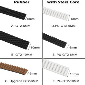 3d 프린터용 강철 코어 Gt2 벨트 GT2 타이밍 벨트 6mm/10mm 폭이 있는 고무/PU