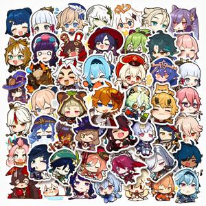 50Pcs 게임 애니메이션 Genshin 충격 스티커 Kawaii 노트북 기타 가방 자전거 자동차 오토바이 방수 스티커 어린이 장난감