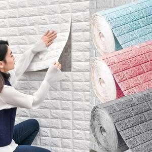 벽지 벽돌 3D 벽 스티커 폼 자체 접착 DIY 거실 장식 방수 용지, 70cm x 1m, 2m, 3m, 5m, 10m
