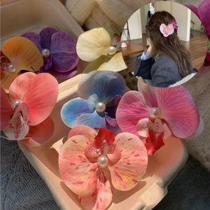 호접란 진주 헤어 클립 꽃 머리핀 난초 나비 머리카락 클립 헤어 액세서리 헤어 스타일링 도구 활 꽃