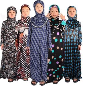 무작위로 보내기 소녀 이슬람 드레스 Hijab 라마단 세트 아랍 어린이 두바이 Headscarf 긴 가운 이슬람 파티 가운