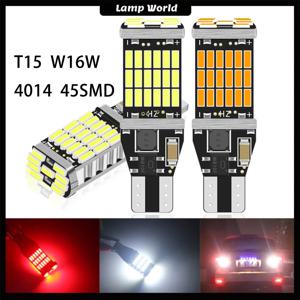 2PCS T15 W16W 921 912 T16 902 LED 전구 높은 전력 45pcs 4014SMD 슈퍼 밝은 1200LM 자동차 반전 빛 흰색 교체