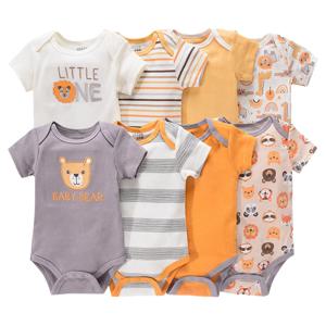 1/4Pcs 신생아 Bodysuit 아기 소년 짧은 소매 Jumpsuit 만화 인쇄 유아 소녀 면화 의류 0-12 개월 유아 Romper 의상