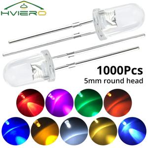100pcs F5 5mm 라운드 화이트 레드 블루 따뜻한 핑크 UV 워터 클리어 Led 슈퍼 밝은 Ligte 방출 다이오드 6000-6500k 램프 구슬 전구