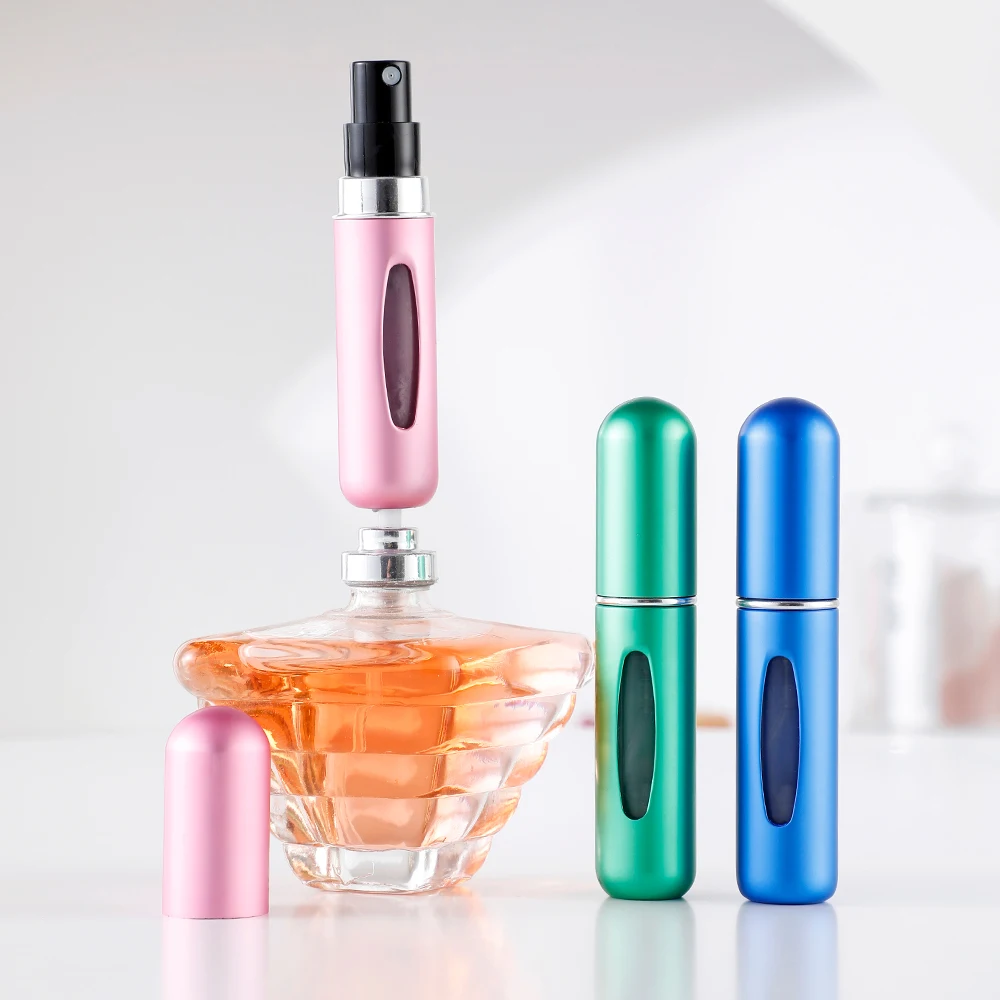3팩 향수 디스펜서 병 5ml 알루미늄 쉘 시각 디자인 향수병 작고 세련된 휴대용 스프레이 병