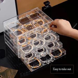 DIY 팔찌 케이스, 귀걸이 케이스 대형 30 그리드 쥬얼리 클립 케이스, 서랍 5개 포함, 쌓을 수 있는 귀걸이 팔찌 케이스