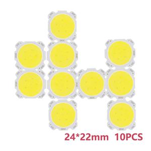 고출력 LED COB 라이트 비즈, LED 전구 칩 스포트라이트, 다운라이트 다이오드 램프, 흰색, 24mm, 3W, 5W, 7W, 10W, 10 개