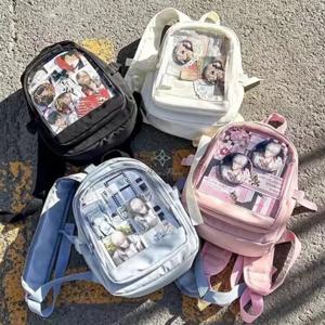 Y2K 귀여운 미니 배낭 여성 Kawaii Ita 가방 달콤한 소녀 투명 배낭 DIY 성격 디스플레이 배낭 로리타 숄더 백
