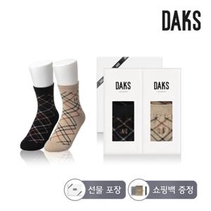 닥스양말 숙녀 단목 닥스사선체크 2족세트 DK24410