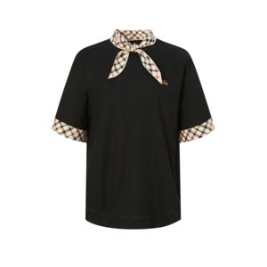 닥스 골프 여성 24SS 스테디셀러체크 스카프 코튼 블렌드 반팔티셔츠 (BLACK) WNTS4B077BK