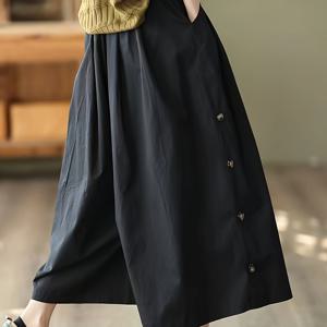TEMU 여성용 캐주얼 크롭 와이드 레그 팬츠, 95% 폴리에스테르 5% 엘라스탄, 단색, 드로스트링 허리와 포켓이 있는 루즈핏, 직조 직물, 가을 주말 착용에 적합|냉장고바지