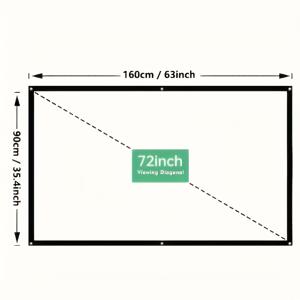 TEMU 72인치 4K 3D 휴대용 프로젝터 스크린, 160° 광범위한 시야각을 갖춘 접이식 스팅덱 홈 시어터 스크린, 실내/실외 사용을 위한 수동 프로젝션 스크린, 더 명확한 프로젝션을 위한 필수 프로젝터 액세서리 - 2023 모델