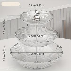 TEMU 유럽 웨이브 스타일 3단 플라스틱 케이크 스탠드 - 우아한 디저트 디스플레이, 리플 가장자리, 다단 서빙 플래터, 과일, 스낵, 셀프서빙 티 파티, 결혼식, 생일, 여름 모임, 전기 없는 내구성 있는 파티 액세서리