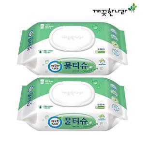 [기타]깨끗한나라 물티슈 퓨어 캡형 60매 x2개 10단계정수