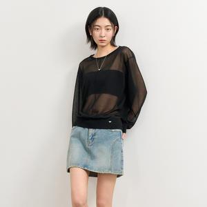 WOMAN 패커블 시어 루즈핏 풀오버 [BLACK] / WBE2L05541