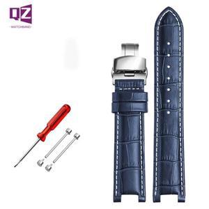 GC 시계 밴드용 수석 암소 가죽 스트랩, 22x13mm, 노치드 밴드, 정품 블루 손목 벨트