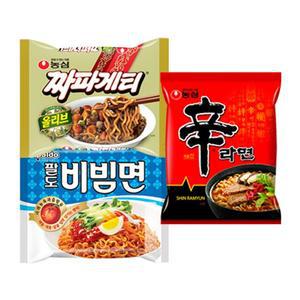 짜파게티 5입 + 팔도 비빔면 5입 + 신라면 5입