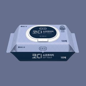 코디 소프트터치 물티슈 캡형 100매 10팩+10팩 총 20팩 안티몬 프리 원단 병풀 추출