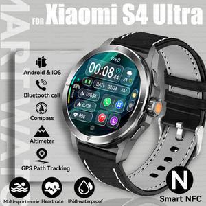 2025 샤오미 S4 울트라 스마트워치 남성용 IP68 방수 AMOLED 야외 스포츠 GPS 나침반 심박수 NFC BT 통화 시계