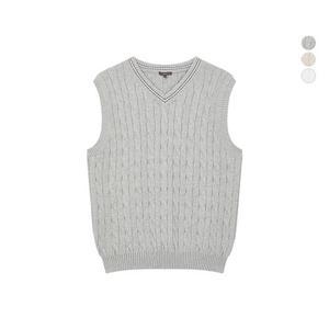 자주 JAJU 남 브이넥 케이블 니트 베스트 3종택1